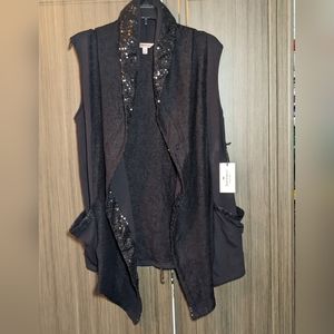 Juicy Couture French Terry Sequined Vest, Black, XS